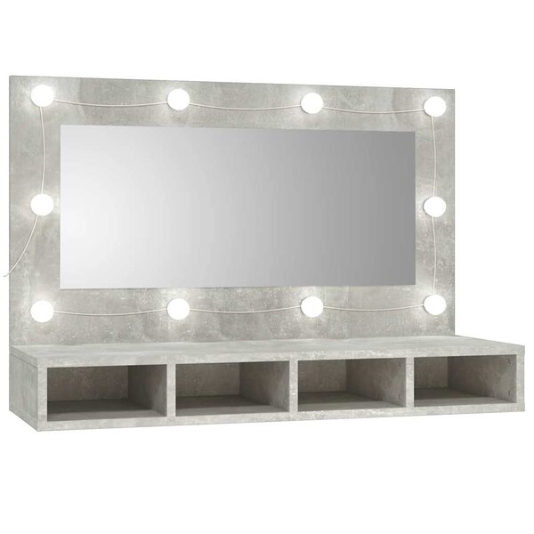 vidaXL Armoire à miroir avec LED Gris béton 90x31 5x62 cm