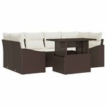 vidaXL Ensemble de canapé de jardin 7 Pièces Marron Poly rotin