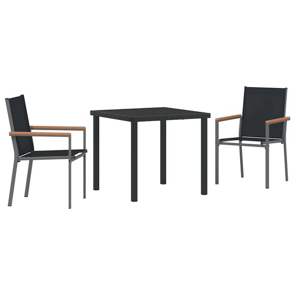 vidaXL Ensemble de salle à manger pour jardin 3 Pièces Noir