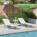 vidaXL Chaise longue pliante 2 Pièces Crème 182 x 55 x 85 5 cm Textilène
