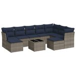 vidaXL Salon de jardin 10 Pièces avec coussins gris résine tressée