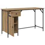 vidaXL Bureau d'ordinateur Chêne artisanal 131 x 48 x 75 cm