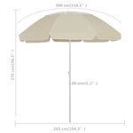 vidaXL Parasol de plage Jaune sable 300 cm
