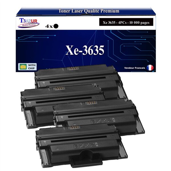 T3AZUR -4x Toners compatibles avec Xerox Phaser 3635MFP  3635MFPVs  3635MFPVx (108R00795) - Noir