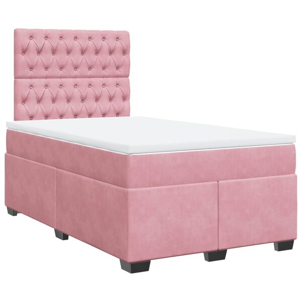 vidaXL Sommier à lattes de lit avec matelas Rose 120x200 cm Velours