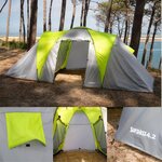SURPASS - Tente de camping familiale - 4 personnes - Vert & Gris