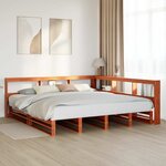 vidaXL Lit bibliothèque sans matelas cire marron 200x200 cm pin massif