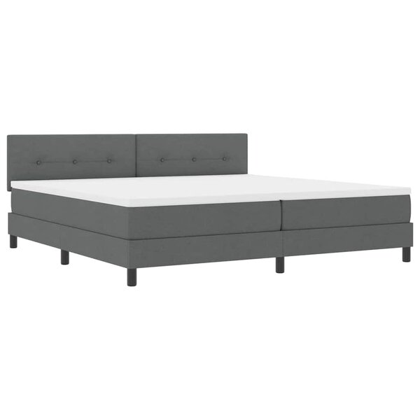 vidaXL Lit boxspring avec matelas Gris foncé 200 x 200 cm tissu