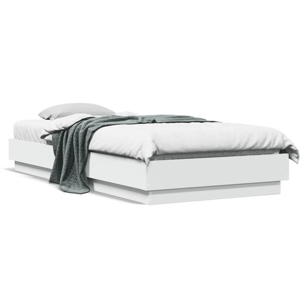 vidaXL Cadre de lit sans matelas blanc 90x200 cm bois d'ingénierie