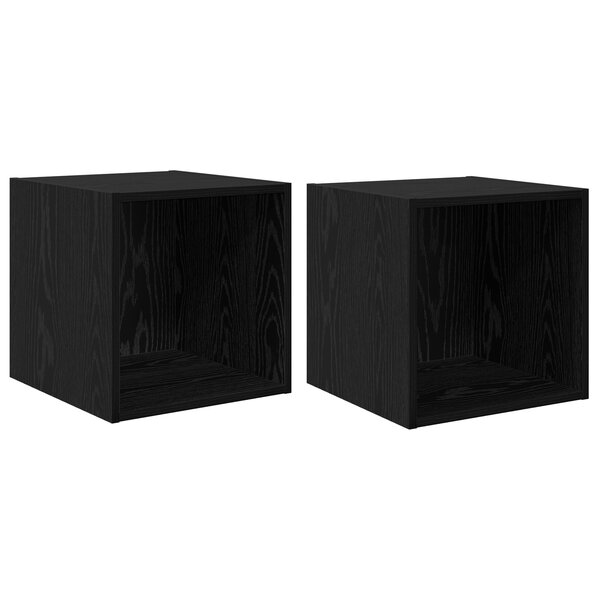 vidaXL Armoires murales - pack de 2 en chêne noir  37 x 37 x 37 cm  en bois d'ingénierie.