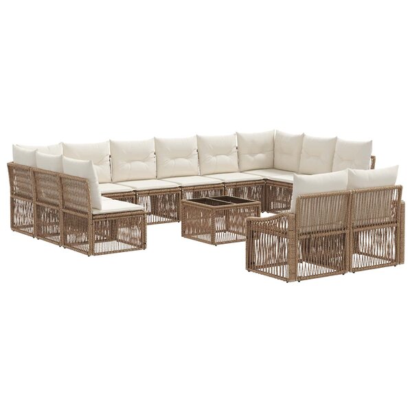 vidaXL Ensemble de canapé de jardin 13 Pièces Beige polyrotin