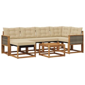 vidaXL Ensemble de canapés d'extérieur 7 Pièces Naturel et Beige