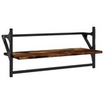 vidaXL Étagères murales avec barres 2 Pièces chêne fumé 65x25x30 cm