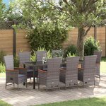 vidaXL Ensemble de salle à manger pour jardin 9 Pièces Gris Poly rotin
