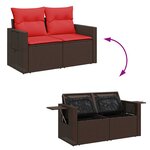 vidaXL Salon de jardin avec coussins 6 Pièces marron résine tressée