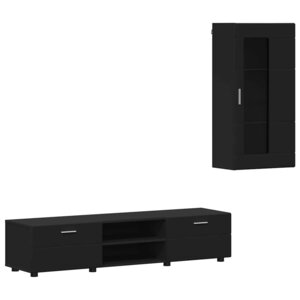 vidaXL Ensemble meuble TV avec tiroir FLORIN Noir Bois d'ingénierie