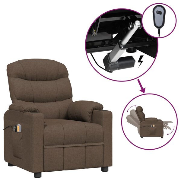 vidaXL Fauteuil électrique de massage Marron Tissu