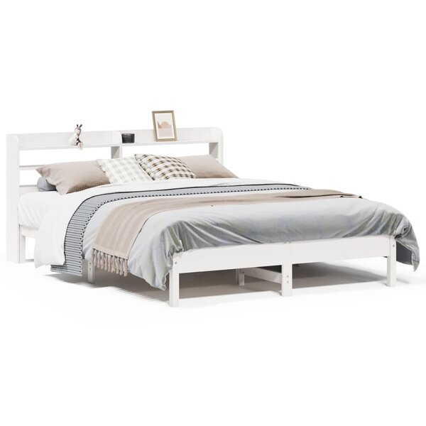 vidaXL Cadre de lit sans matelas blanc 160x200 cm bois de pin massif
