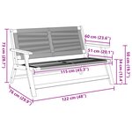 vidaXL Banc de jardin Gris 76x122x73 cm en bois massif d'acacia