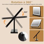 Miroir de maquillage led lumineux tactile 5 x grossissement l56 x l48 cm rotation 360° 3 couleurs eclairage 20_0006296