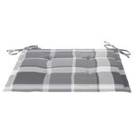 vidaXL Chaises de jardin coussins à carreaux gris lot de 3 Teck massif