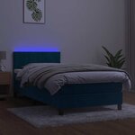 vidaXL Sommier à lattes de lit et matelas et LED Bleu foncé 90x200cm