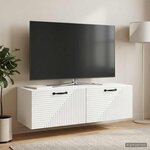 vidaXL Meuble TV mural Montage mural Blanc brillant 98 x 41 x 30 cm