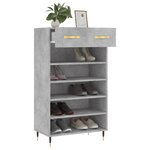 vidaXL Armoire à chaussures gris béton 60x35x105 cm bois d'ingénierie