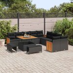 vidaXL Ensemble de canapé de jardin avec coussin 13 Pièces Noir