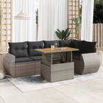 vidaXL Salon de jardin 6 Pièces avec coussins gris résine tressée