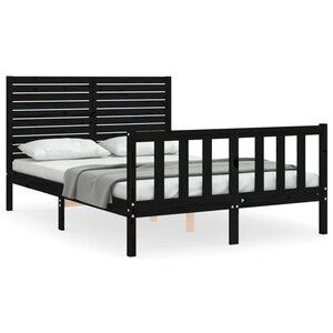 vidaXL Cadre de lit sans matelas noir bois de pin massif