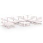 vidaXL Salon de jardin 9 Pièces Blanc Bois de pin massif