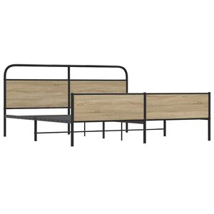 vidaXL Cadre de lit en métal sans matelas chêne fumé 193x203 cm