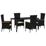 vidaXL Ensemble de salle à manger pour jardin 5 Pièces Noir Poly rotin