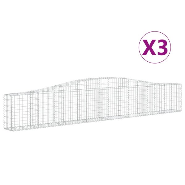 vidaXL Paniers à gabions arqués 3 Pièces 400x30x60/80 cm Fer galvanisé