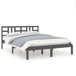 vidaXL Cadre de lit Gris Bois massif 200x200 cm