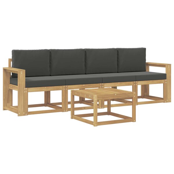 vidaXL Ensemble de canapés d'extérieur 5 pc Blanc et anthracite
