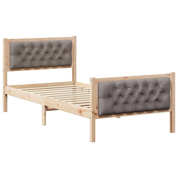 vidaXL Cadre de lit avec tête de lit Taupe 90 x 200 cm Pin massif