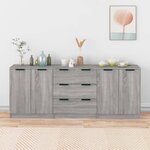 vidaXL Buffets 3 Pièces Sonoma gris Bois d'ingénierie