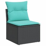 vidaXL Salon de jardin 7 Pièces avec coussins noir résine tressée