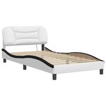 vidaXL Cadre de lit avec LED sans matelas Hvar blanc et noir 100x200 cm