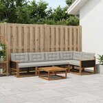 vidaXL Ensemble de canapés d'extérieur 6 Pièces Naturel et gris clair