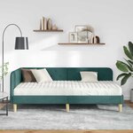 vidaXL Cadre de lit d'angle avec matelas Vert foncé 90 x 200 cm tissu