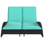 vidaXL Chaise longue avec coussins Noir 114x205x73 cm Résine tressée