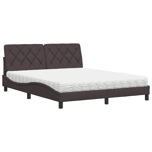 vidaXL Lit avec matelas marron foncé 160x200 cm tissu