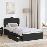 vidaXL Lit de Rangement avec tiroir Noir 70 x 190 cm Bois d'ingénierie