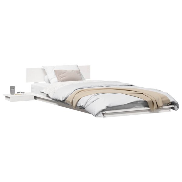 vidaXL Cadre de lit avec tête de lit Blanc 100 x 200 cm bois