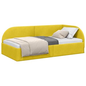 vidaXL Cadre de lit d'angle avec tête de lit Jaune 90 cm x 190 cm