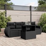 vidaXL Salon de jardin 5 Pièces avec coussins noir résine tressée