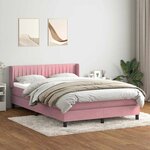vidaXL Sommier à lattes de lit avec matelas rose 140x220 cm velours